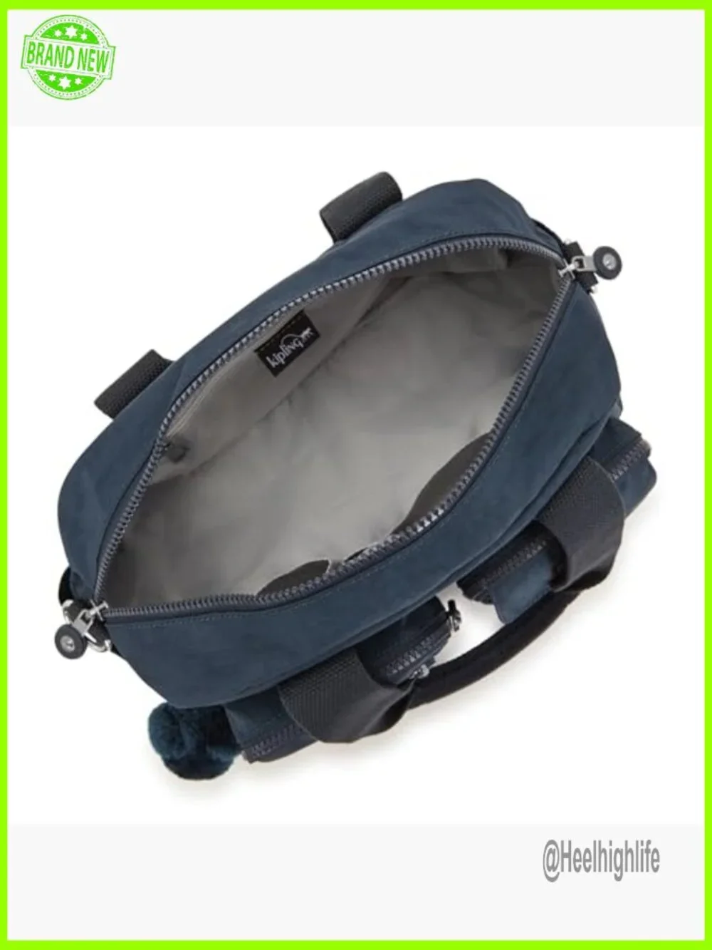 Nylon Shoulder Bag with Zipper Closure and 3 Compartments